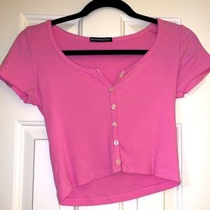 Brandy Melville cropped basic tee in pink